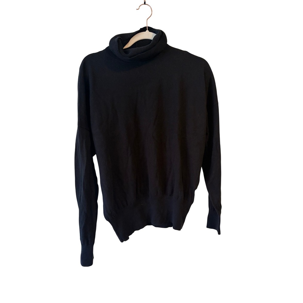 Madewell Black Wool Cotton Blend Turtleneck Sweater Large CKP456573052